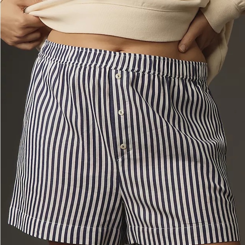 Anthropologie Wren Boxer Shorts - NEW - Navy and White Striped High Waist Shorts